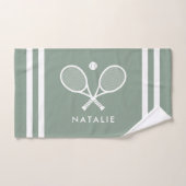 Nom personnalisé Tennis Sage Green Stripes (Serviette à main)