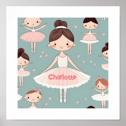 Nom personnalisé Texte Happy Ballerina Poster (Devant)