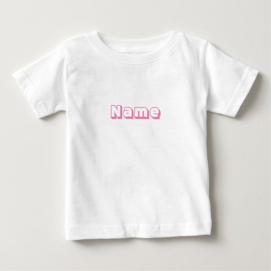 Nom personnalisé texte rose mignon bébé T-shirt (Devant)