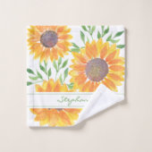 Nom personnalisé Tournesol Jaune (Gant de toilette)