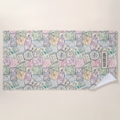 Nom personnalisé Travel Timbres Motif serviette de (Devant)
