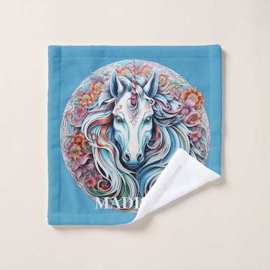Nom personnalisé Unicorn (Gant de toilette)