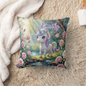Nom personnalisé Unicorn Carré Coussin - Forêt Ros (Couverture)