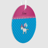 Nom personnalisé unicorne bleu pois (devant)