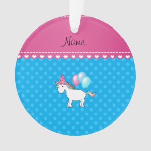 Nom personnalisé unicorne bleu pois