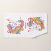 Nom personnalisé Unicorne colorée (Serviette à main)