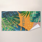 Nom personnalisé Vacances Coucher de soleil tropic (Serviette de bain)