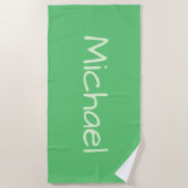 Nom personnalisé vert serviette de plage (Devant)