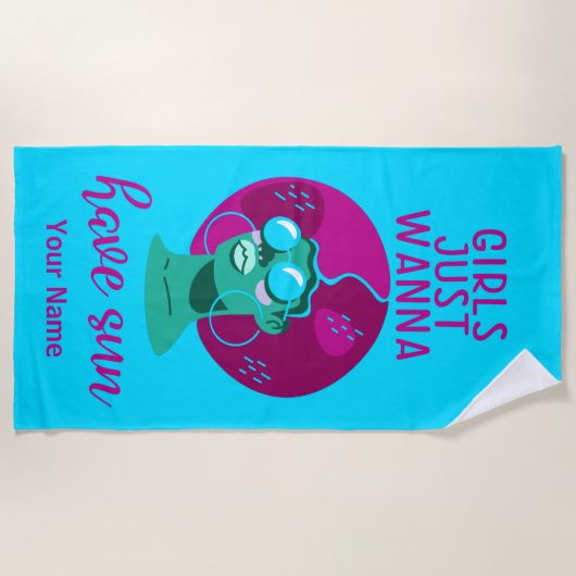 Nom personnalisé Vibrant coloré serviette de plage (Devant)