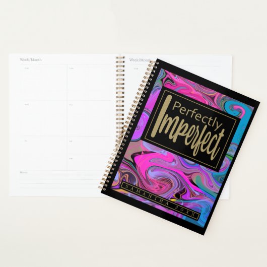Nom personnalisé Vibrant Liquid Art Planner (Devant avec enveloppe)