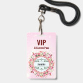 Nom personnalisé VIP All Access Pass Badge floral (Avant avec lanière)