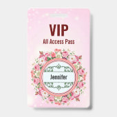Nom personnalisé VIP All Access Pass Badge floral (Avant)