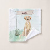 Nom personnalisé Yellow Lab Pet Dog (Gant de toilette)
