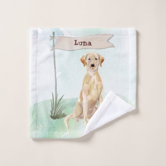Nom personnalisé Yellow Lab Pet Dog (Gant de toilette)