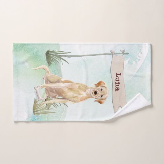 Nom personnalisé Yellow Lab Pet Dog (Serviette à main)