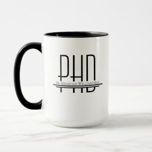 Nom PhD White Black Mug