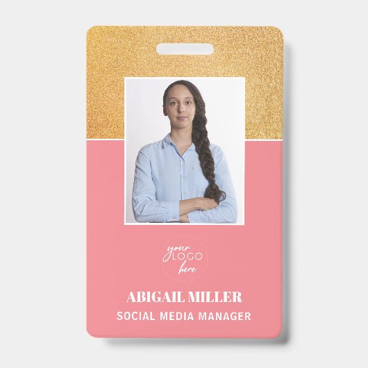 Nom photo de l'employé personnalisé et badge d'ID (Avant)