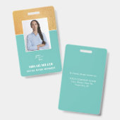 Nom photo de l'employé personnalisé et badge d'ID  (Avant & arrière)