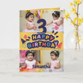 Nom photo Gold moderne Bonne 3e carte d'anniversai (Fleur jaune)