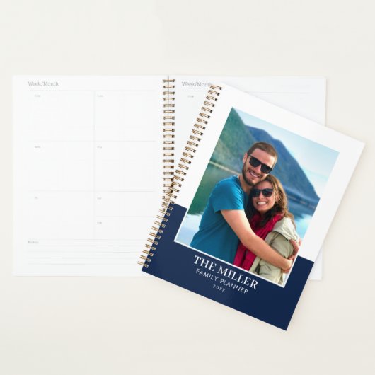 Nom photo personnalisé Bleu foncé moderne (Devant avec enveloppe)