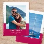Nom photo personnalisé Pink Modern<br><div class="desc">Créez votre propre planificateur d'année photo ! Un modèle élégant personnalisé avec deux photos préférées, votre nom, l'année, et une légende ou une devise personnelle. Les planificateurs sur mesure font de merveilleux cadeaux pour la famille et les amis, et sont un excellent moyen de garder tout le monde organisé! Couleurs...</div>