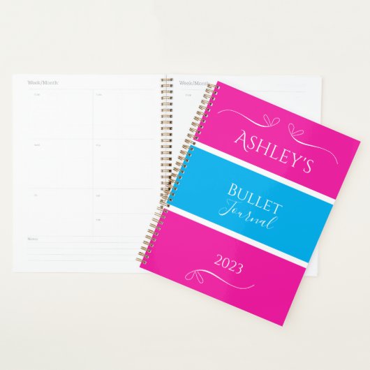 Nom Pink Blue Modern Bulle Journal (Devant avec enveloppe)