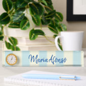 Nom Plaque Bleu Beige Bande