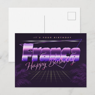 Nom prénom Franca carte postale violette anniversa