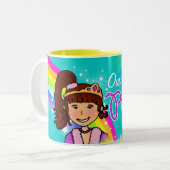 Nom princesse filles arc-en-ciel aqua mug (Devant gauche)