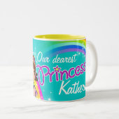 Nom princesse filles arc-en-ciel aqua mug (Devant droit)