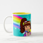 Nom princesse filles arc-en-ciel aqua mug (Gauche)