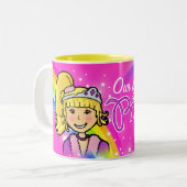 Nom princesse filles arc-en-ciel mug rose (Devant gauche)