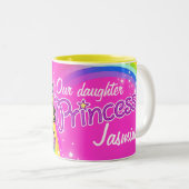 Nom princesse filles arc-en-ciel mug rose (Devant droit)