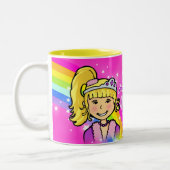 Nom princesse filles arc-en-ciel mug rose (Gauche)