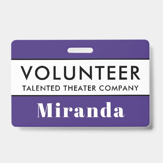 Nom professionnel du bénévole pourpre Badge (Avant)