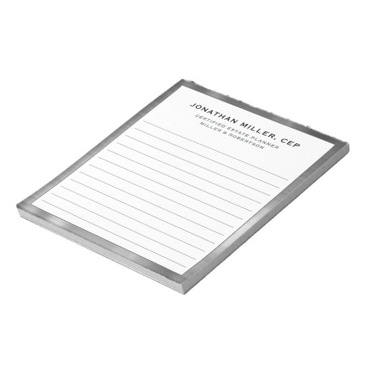 Nom professionnel lié Titre Bloc-notes de l'entrep (Tourné)