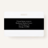 Nom professionnel Médicale Code scanneur de badge (Dos)