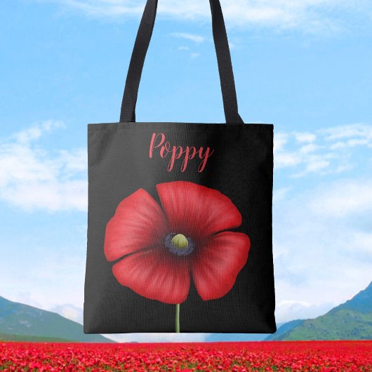 Nom Red Poppy Nom Black Floral Sac fourre-tout
