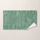 Nom répété sur toute impression Dusty Green (Serviette à main)