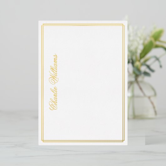 Nom romantique script argent feuille d'or carte de (Debout devant)
