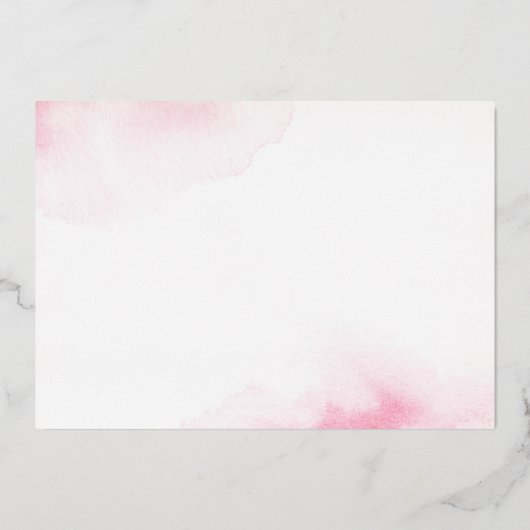 Nom romantique script rose aquarelle feuille carte (Verso)