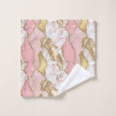 Nom Rose Gold Pink Agate Liquide & Paillettes Or   (Gant de toilette)