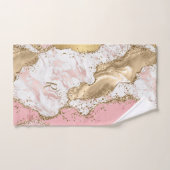 Nom Rose Gold Pink Agate Liquide & Paillettes Or   (Serviette à main)