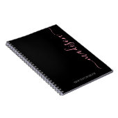 Nom rose noir moderne Monogramme Carnet initial (Côté Droit)