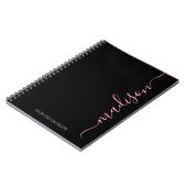 Nom rose noir moderne Monogramme Carnet initial (Côté gauche)