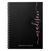 Nom rose noir moderne Monogramme Carnet initial (Devant)