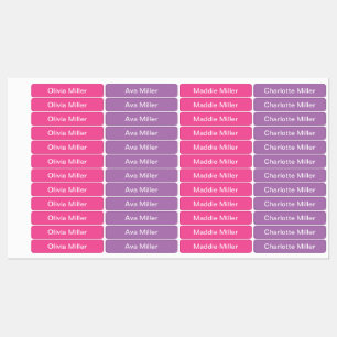 Nom rose violet étiquettes pour la garderie du cam