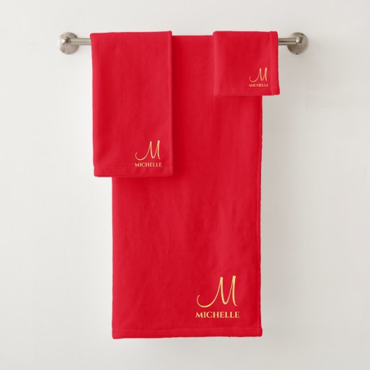 Nom rouge et or Modèle de monogramme manuscrit (En situation)
