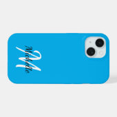 Nom simple bleu du monogramme + initial (Verso Horizontal)