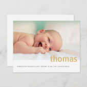 Nom simple en gras Photo Faire-part bébé (Devant / Derrière)